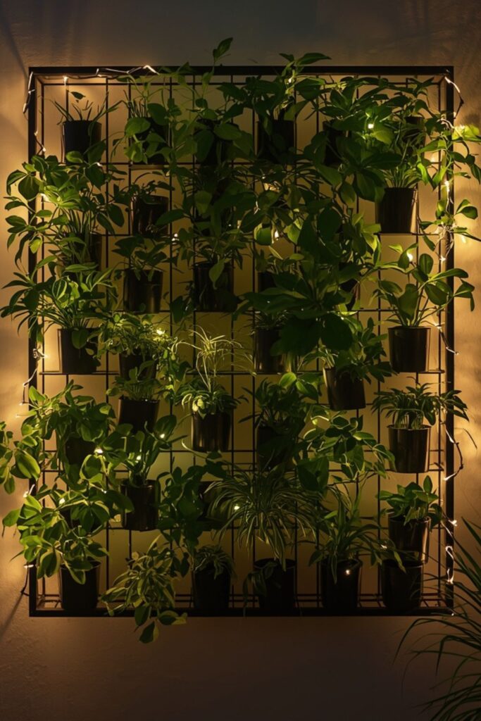 Indoor Plant Wall With Soft Lighting