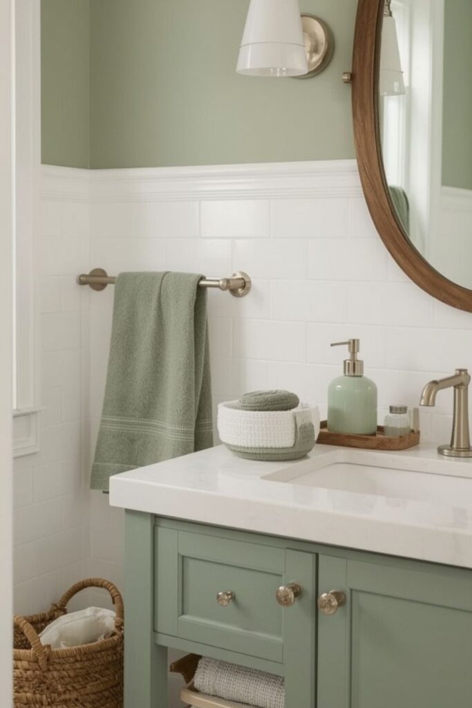 Muted Blue and Green Farmhouse Living Room Ideas