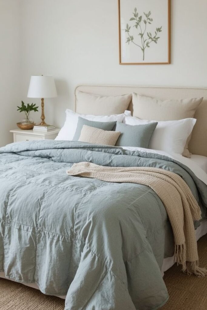 Muted Blue and Green Farmhouse Living Room Ideas