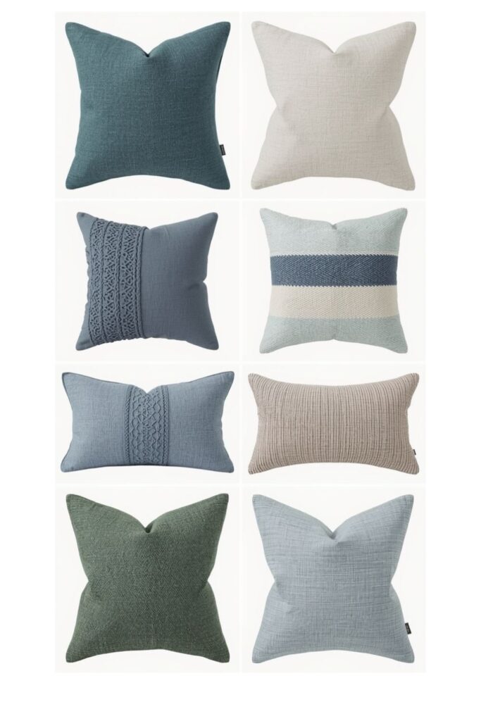 Muted Blue and Green Farmhouse Living Room Ideas