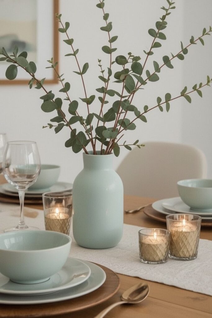 Muted Blue and Green Farmhouse Living Room Ideas