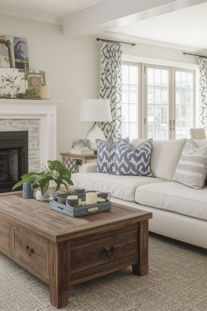 Mix Old And New For Modern Farmhouse Living Room Warmth