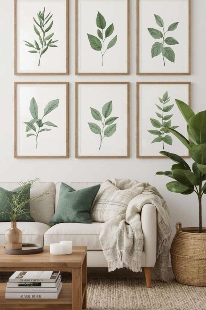 Muted Blue and Green Farmhouse Living Room Ideas