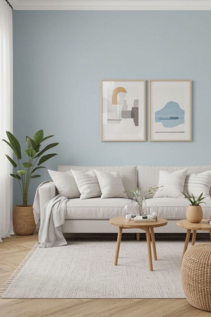 Mist blue with white