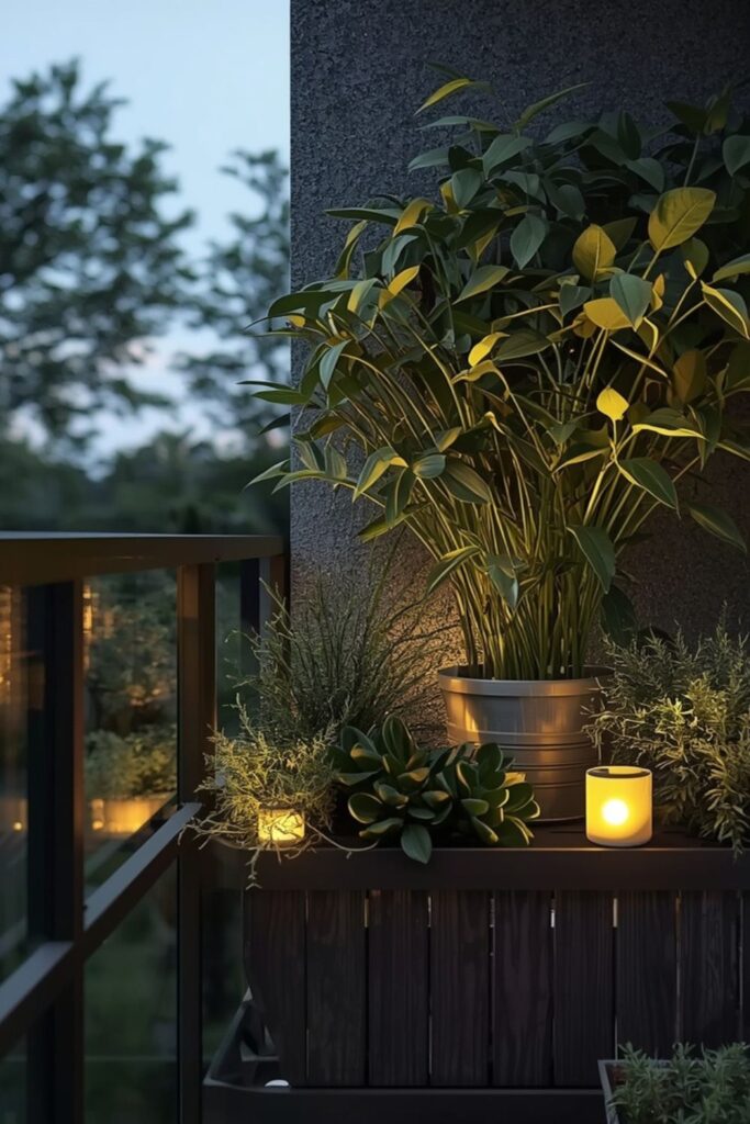 Add Soft Lighting for a Modern Balcony Garden Design