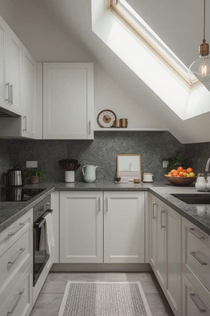 Light grey kitchen countertops with gentle contrast