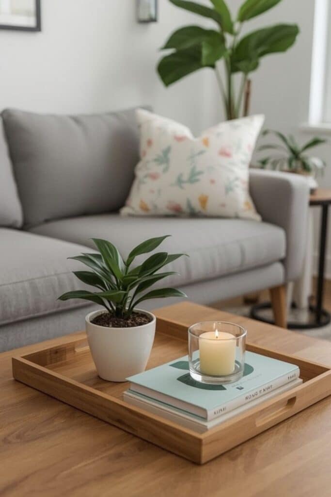 Low tables with soft greenery