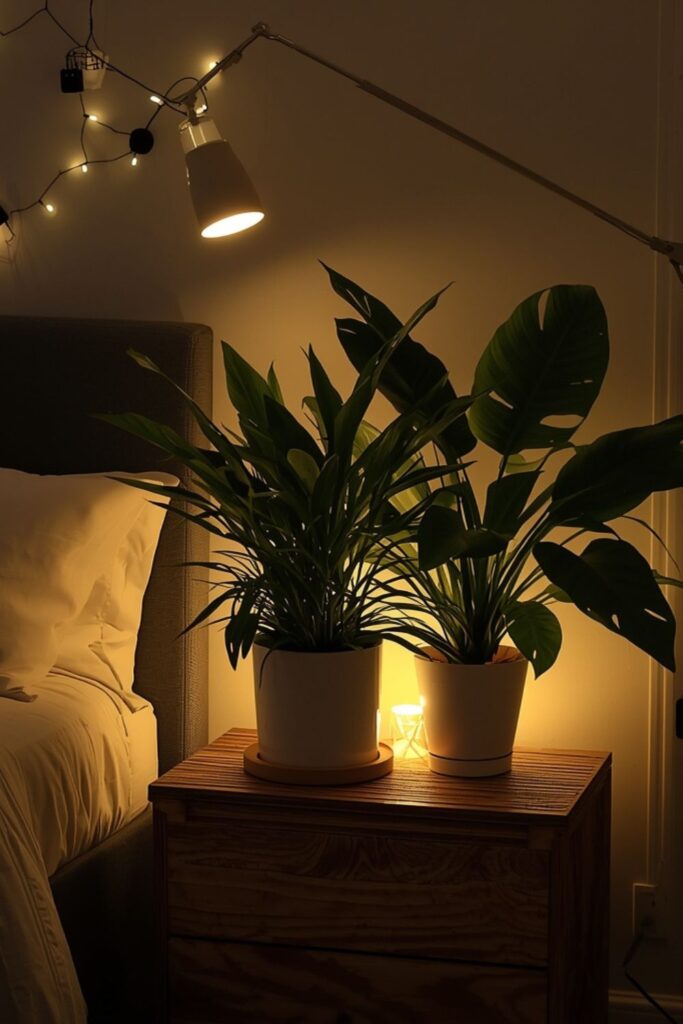 Ambient Touch For Indoor Plant Lighting Ideas, Bedroom Style