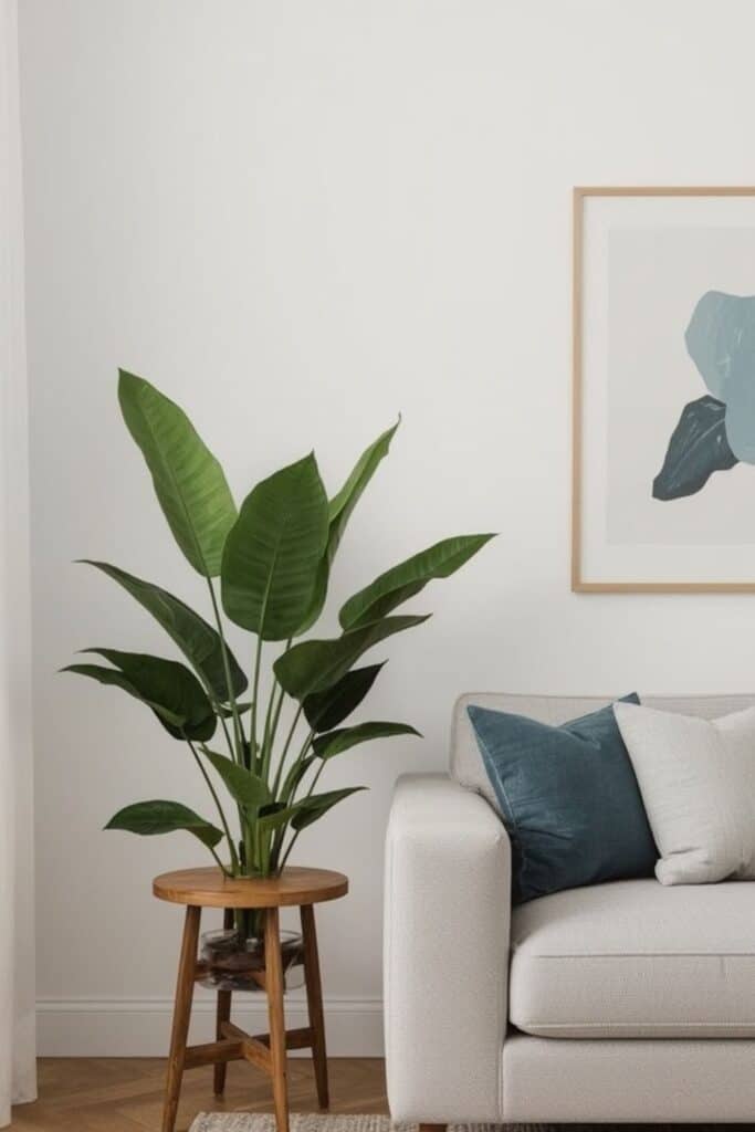 Indoor plants for living room corner with soft texture