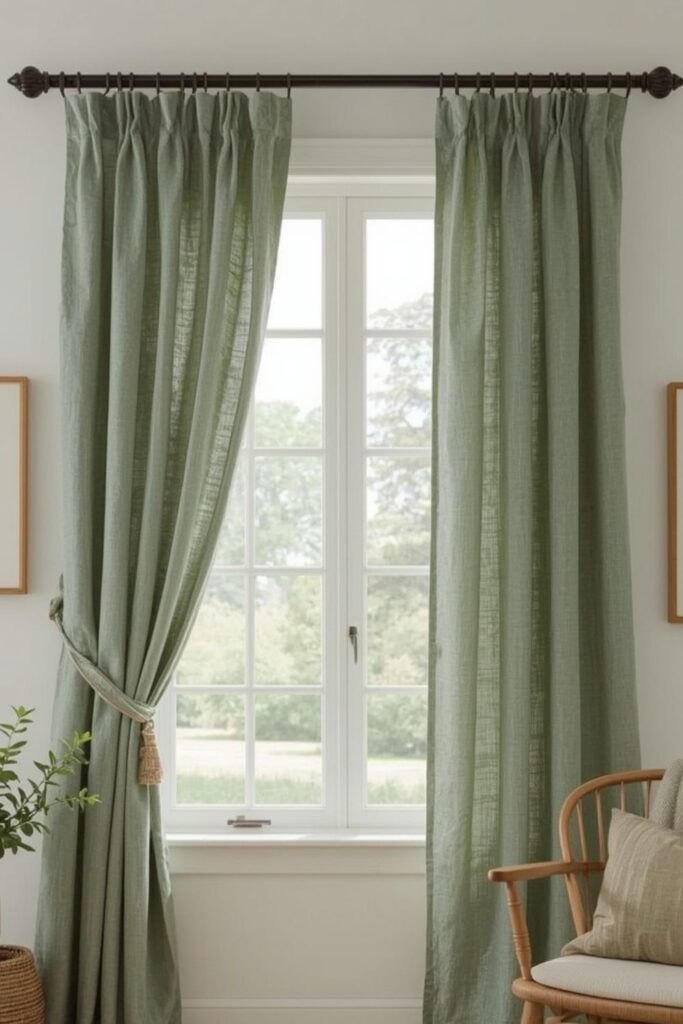 Muted Blue and Green Farmhouse Living Room Ideas