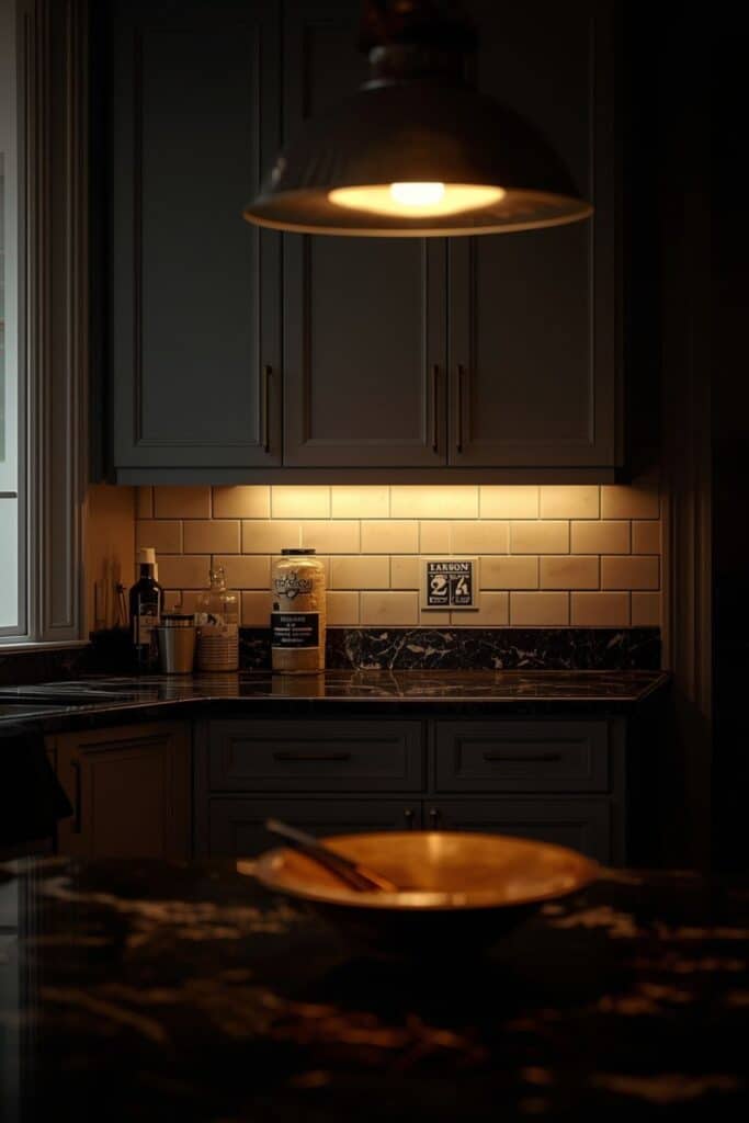 Open shelves and organized stash spots