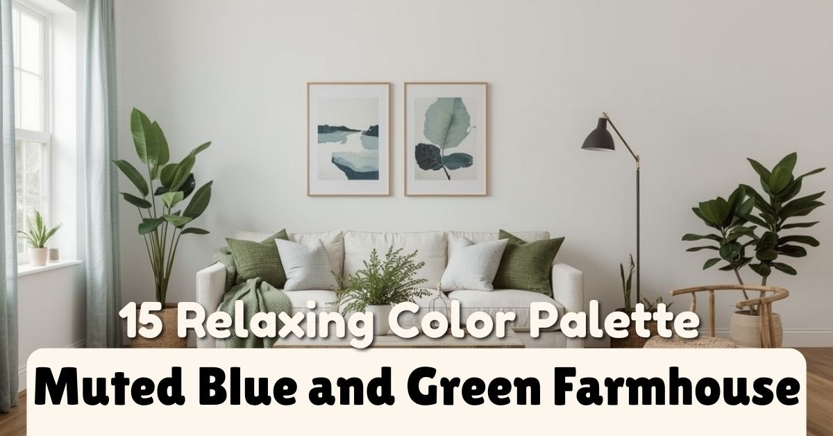 Muted Blue and Green Farmhouse Living Room Ideas